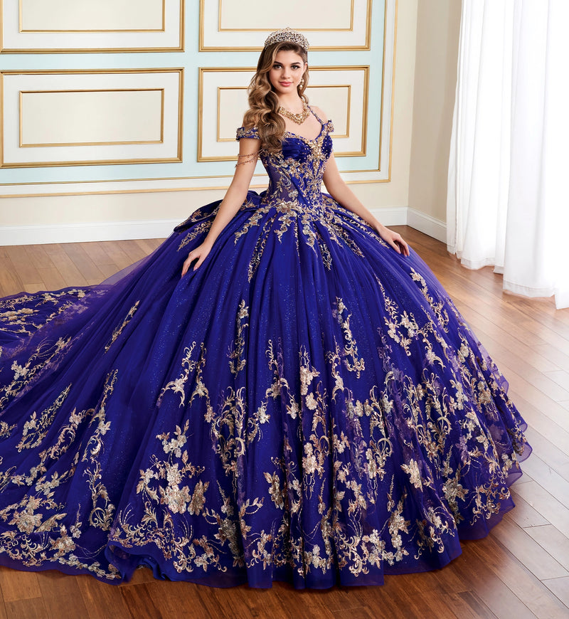 Organza ball gown w/ lace-up back & detachable halter strap