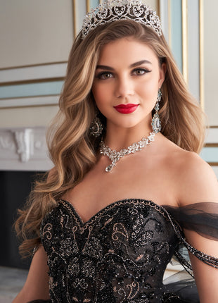 Sparkling ball gown w/ 5 layers of glitter tulle & a sweetheart neck