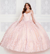 Light-up v-neck ball gown w/ embroidered lace & glitter tulle