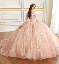 Allover lace quinceañera ball gown w/ sweetheart neckline