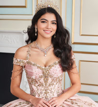 Organza ball gown w/ lace-up back & detachable halter strap