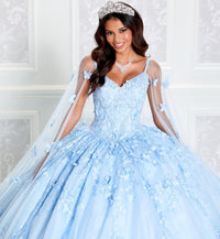 Light-up v-neck ball gown w/ embroidered lace & glitter tulle