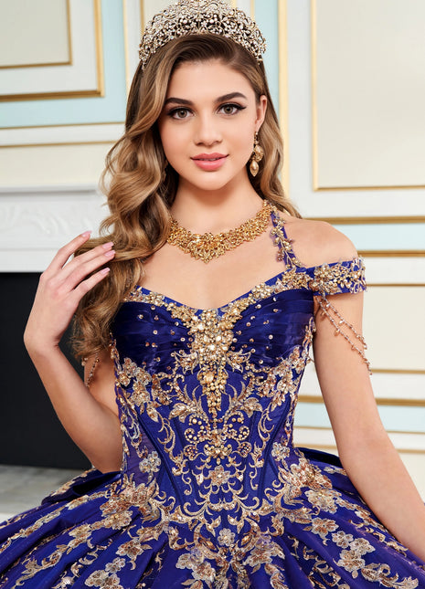 Organza ball gown w/ lace-up back & detachable halter strap