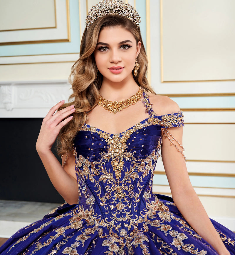 Organza ball gown w/ lace-up back & detachable halter strap
