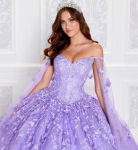 Light-up v-neck ball gown w/ embroidered lace & glitter tulle