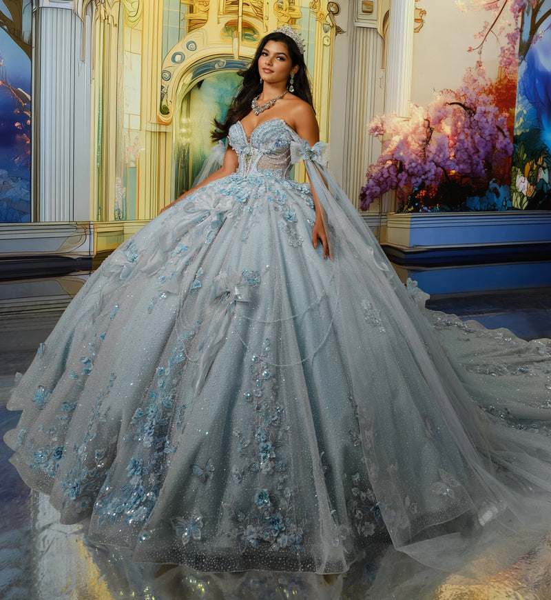 Sweetheart Glitter Tulle Ball Gown w/ 3D Butterflies