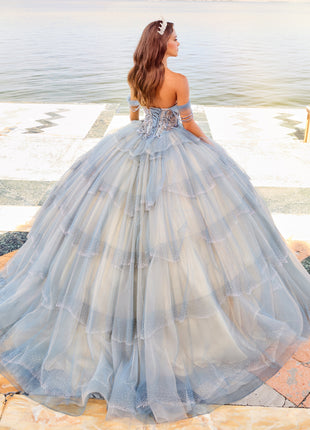 Sparkling ball gown w/ 5 layers of glitter tulle & a sweetheart neck