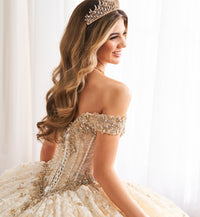 Allover lace quinceañera ball gown w/ sweetheart neckline