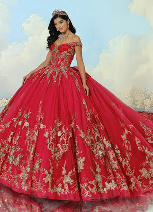 Organza ball gown w/ lace-up back & detachable halter strap