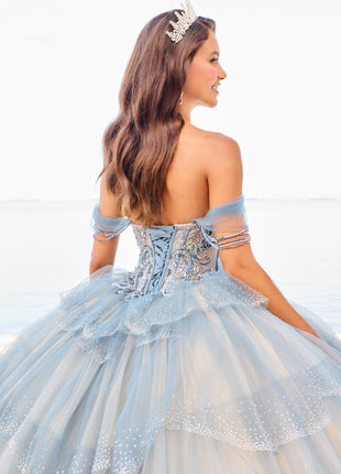 Sparkling ball gown w/ 5 layers of glitter tulle & a sweetheart neck