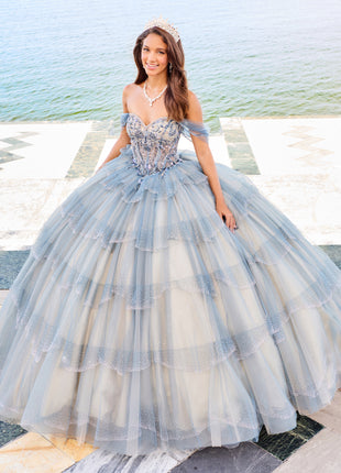 Sparkling ball gown w/ 5 layers of glitter tulle & a sweetheart neck