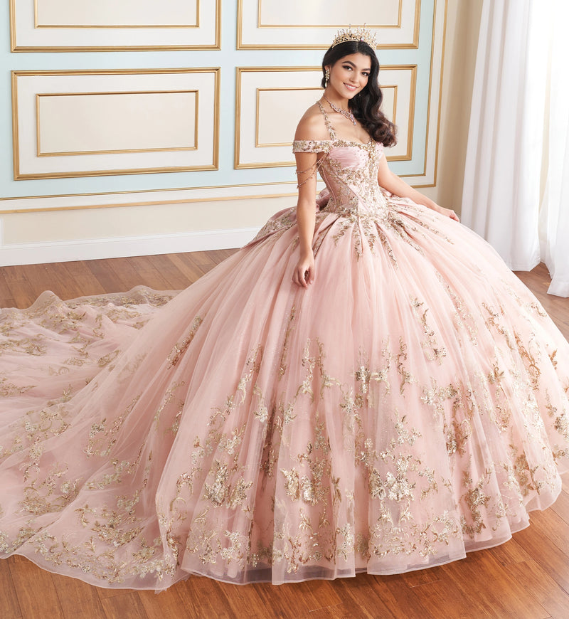 Organza ball gown w/ lace-up back & detachable halter strap
