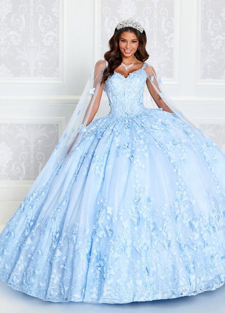 Light-up v-neck ball gown w/ embroidered lace & glitter tulle