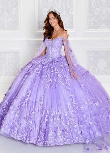 Light-up v-neck ball gown w/ embroidered lace & glitter tulle