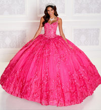 Light-up v-neck ball gown w/ embroidered lace & glitter tulle