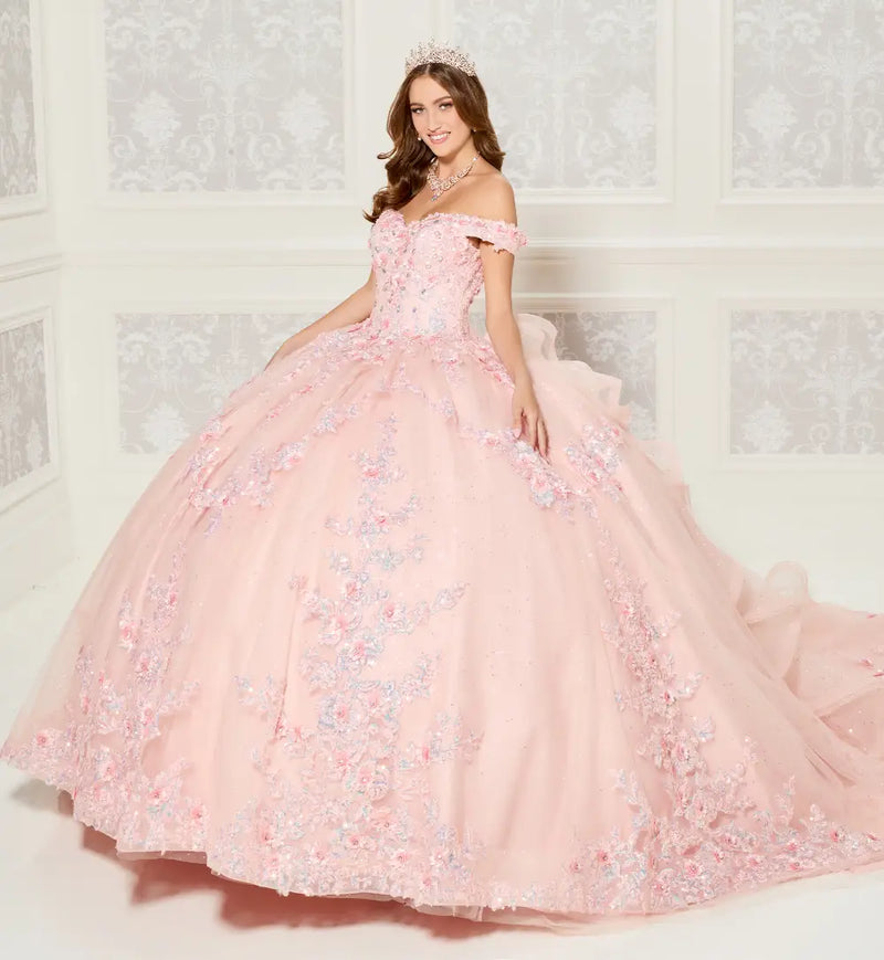 Fantastic strapless beaded lace & glitter tulle ball gown w/ detachable sleeves
