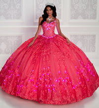 Light-up v-neck ball gown w/ embroidered lace & glitter tulle