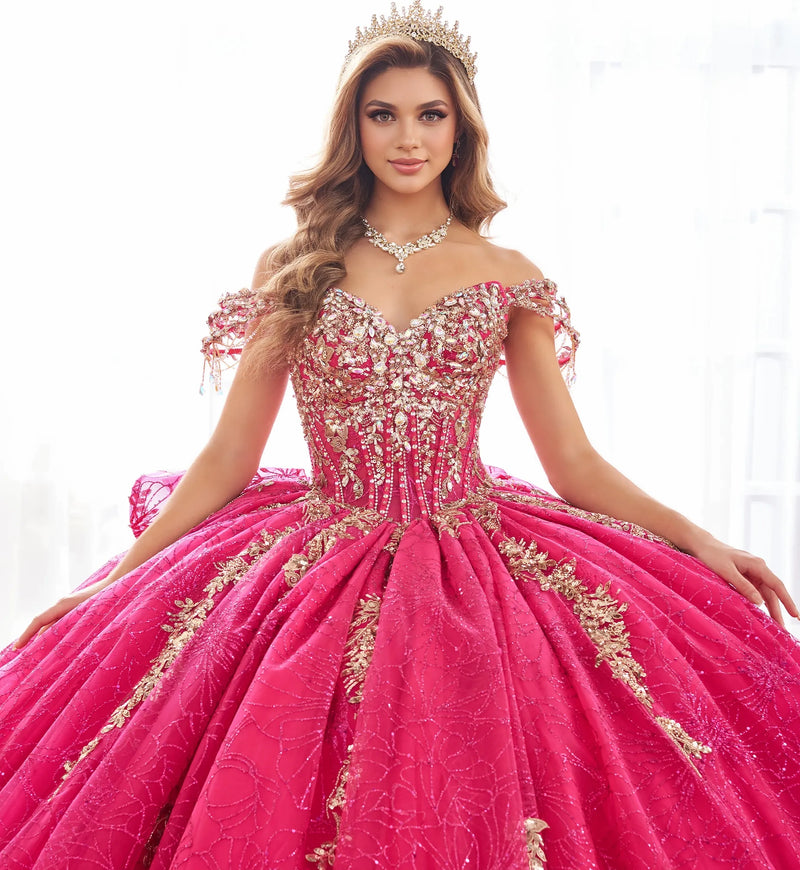 Show-stopping corset top ball gown w/ a detachable train