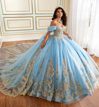 Magical glittering tulle quinceañera dress w/ detachable cape