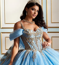 Magical glittering tulle quinceañera dress w/ detachable cape