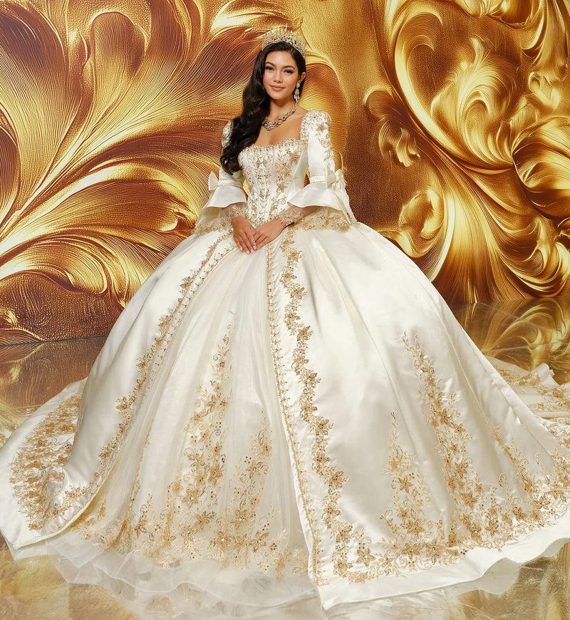 Satin quinceañera ball gown w/ corset jacket