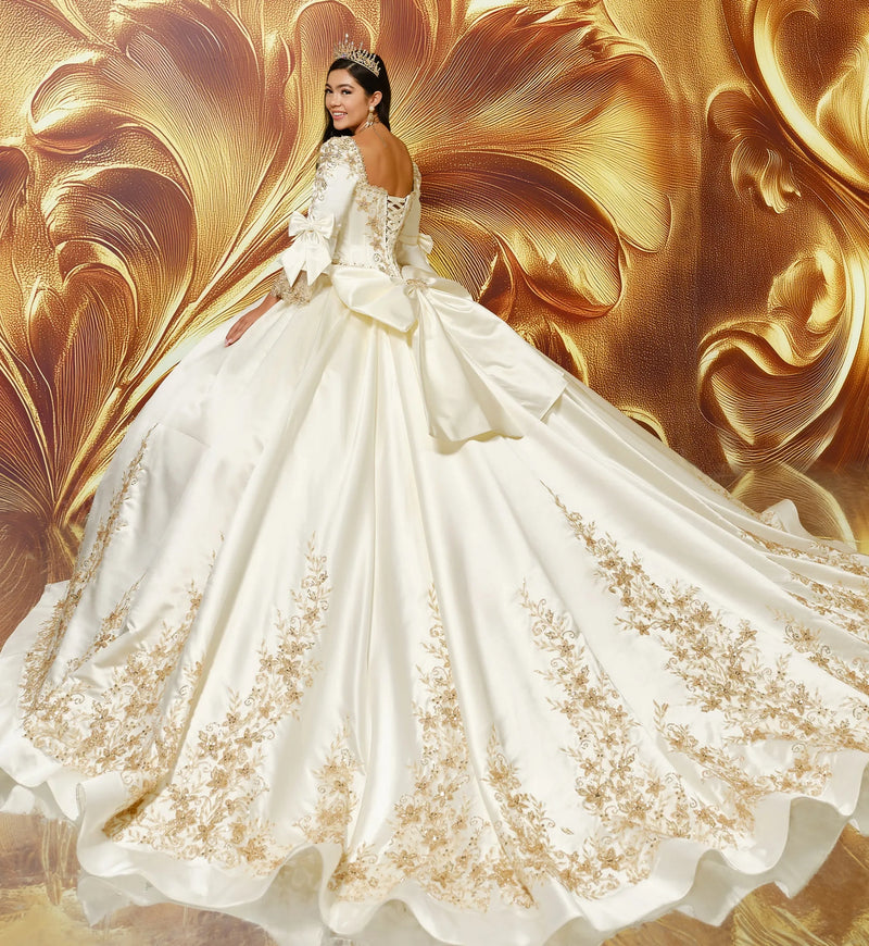Satin quinceañera ball gown w/ corset jacket