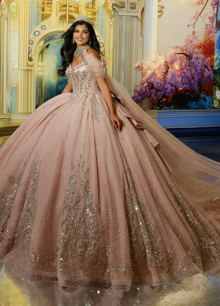 Double-Tier Sweetheart Neckline Gown w/ Halter Cape