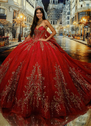 Double-Tier Sweetheart Neckline Gown w/ Halter Cape