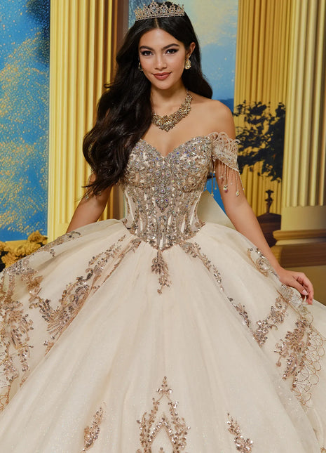 Sweetheart Glitter Tulle Ball Gown w/ Bow & Pockets
