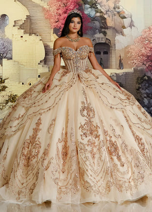 Sweetheart Glitter Tulle Ball Gown w/ Detachable Bow & Necklace