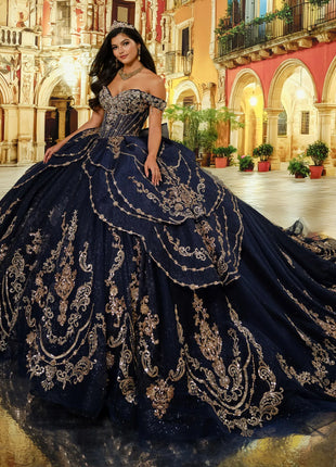 Sweetheart Glitter Tulle Ball Gown w/ Detachable Bow & Necklace