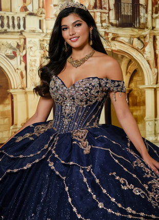 Sweetheart Glitter Tulle Ball Gown w/ Detachable Bow & Necklace
