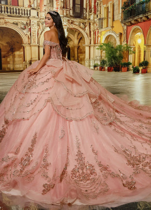 Sweetheart Glitter Tulle Ball Gown w/ Detachable Bow & Necklace