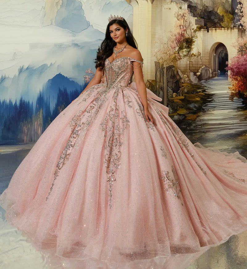 Stone Accent Off-the-Shoulder Ball Gown