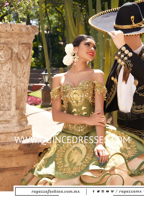 RUFFLED CHARRO QUINCEANERA DRESS BY RAGAZZA FASHION M22-122