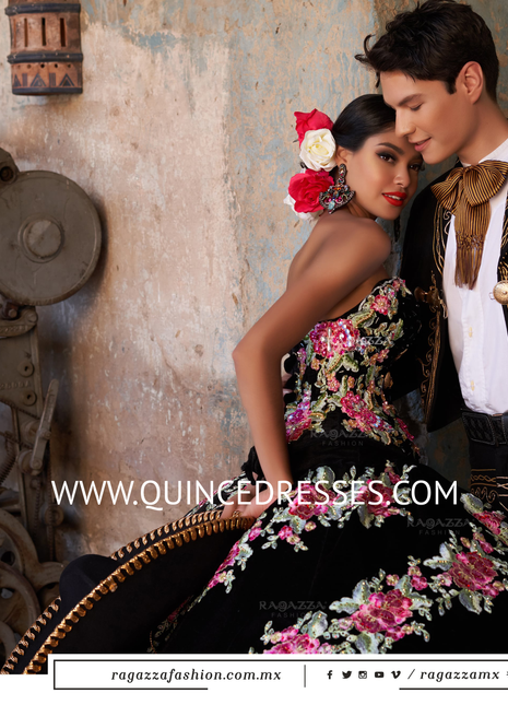 RUFFLED STRAPLESS CHARRO QUINCEANERA DRESS BY RAGAZZA FASHION M23-123