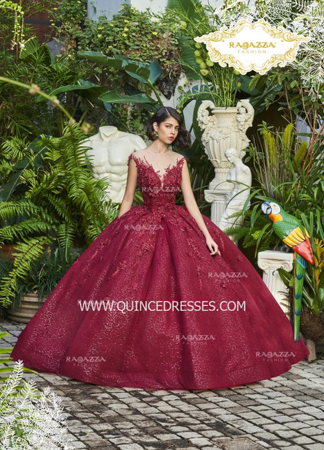 GLITTER CAP SLEEVE QUINCEANERA DRESS BY RAGAZZA FASHION DV22-522