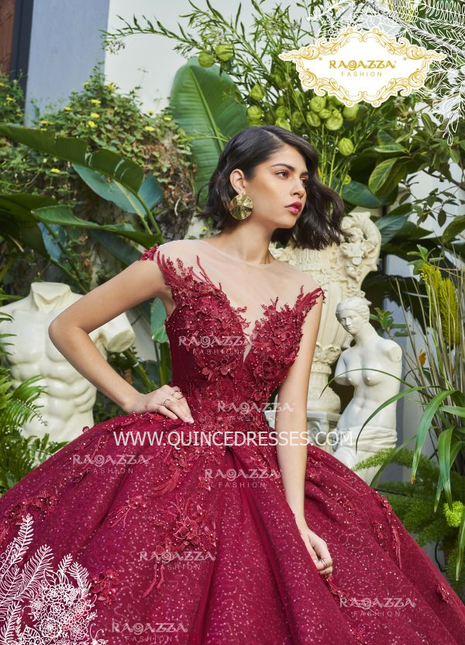 GLITTER CAP SLEEVE QUINCEANERA DRESS BY RAGAZZA FASHION DV22-522