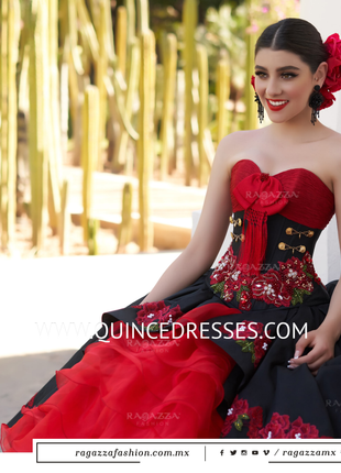 RUFFLED CHARRO QUINCEANERA DRESS BY RAGAZZA FASHION M25-125