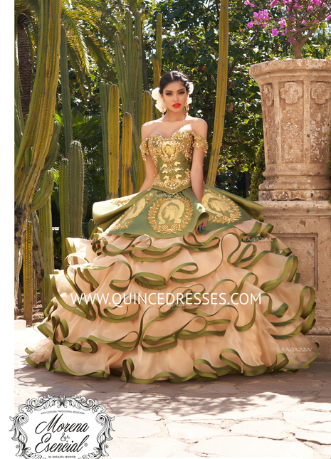 RUFFLED CHARRO QUINCEANERA DRESS BY RAGAZZA FASHION M22-122