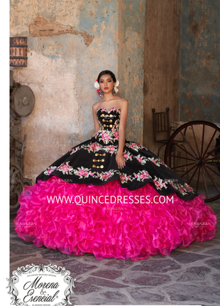 RUFFLED STRAPLESS CHARRO QUINCEANERA DRESS BY RAGAZZA FASHION M23 123 QuinceDresses