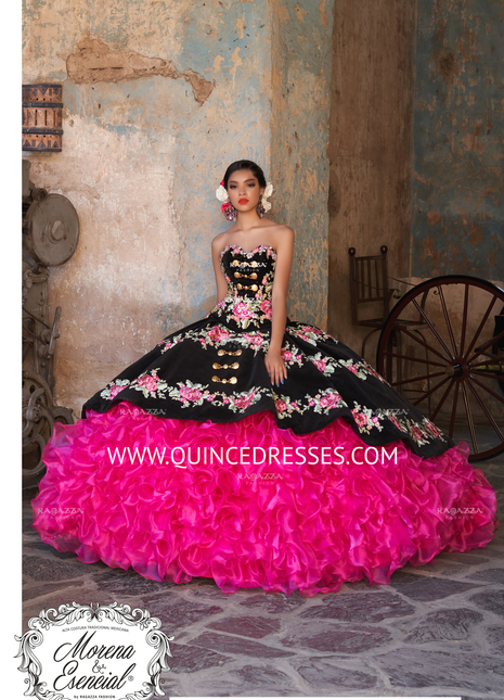 RUFFLED STRAPLESS CHARRO QUINCEANERA DRESS BY RAGAZZA FASHION M23-123