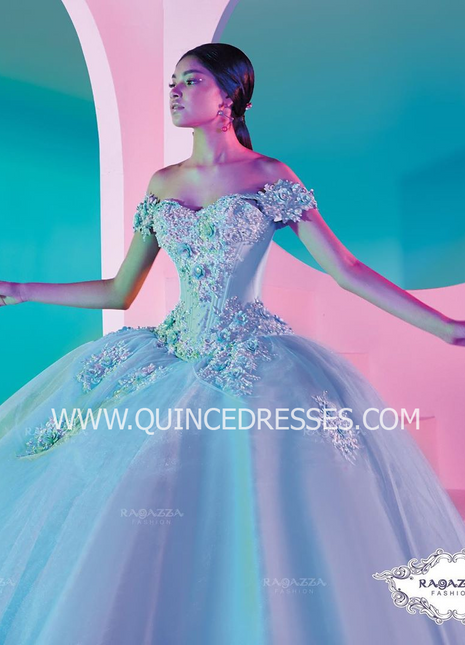 TWO TONE OFF SHOULDER QUINCEANERA DRESS BY RAGAZZA FASHION D37-537