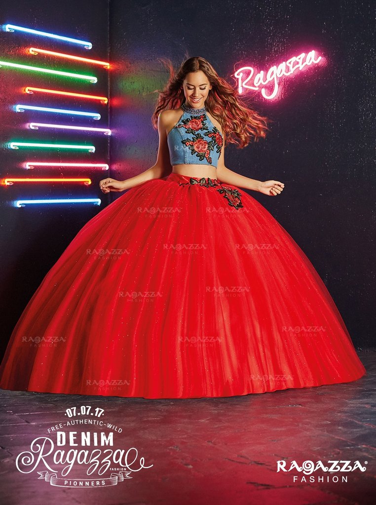 Red two cheap piece quinceanera dresses