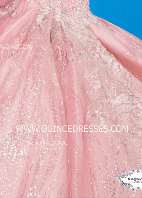 V-NECK CAPE QUINCEANERA DRESS BY RAGAZZA FASHION DV44-544