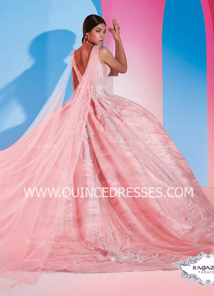 V-NECK CAPE QUINCEANERA DRESS BY RAGAZZA FASHION DV44-544