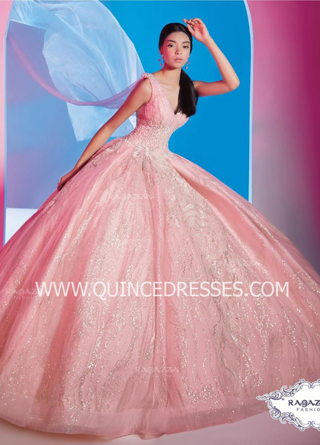 V-NECK CAPE QUINCEANERA DRESS BY RAGAZZA FASHION DV44-544
